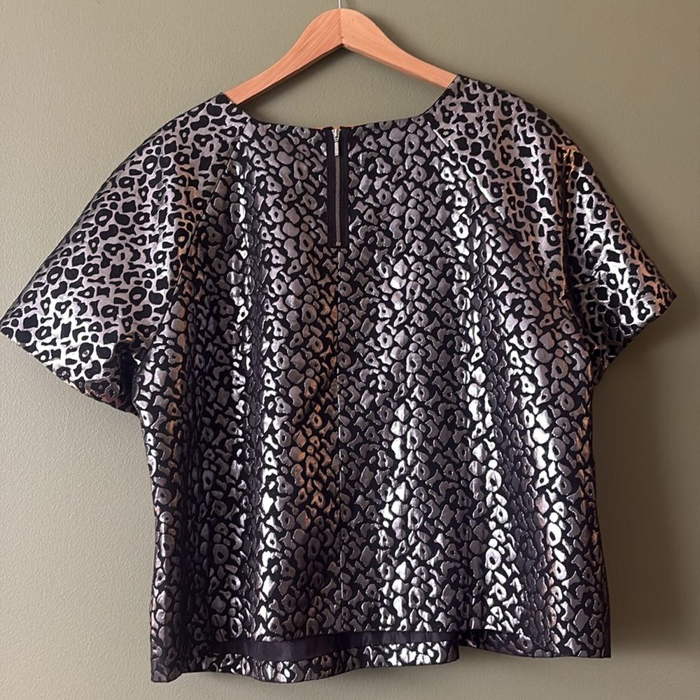 NWT Simply Be Leopard Print Metallic Short Sleeve Blouse Plus Sz US 22 - Picture 9 of 12